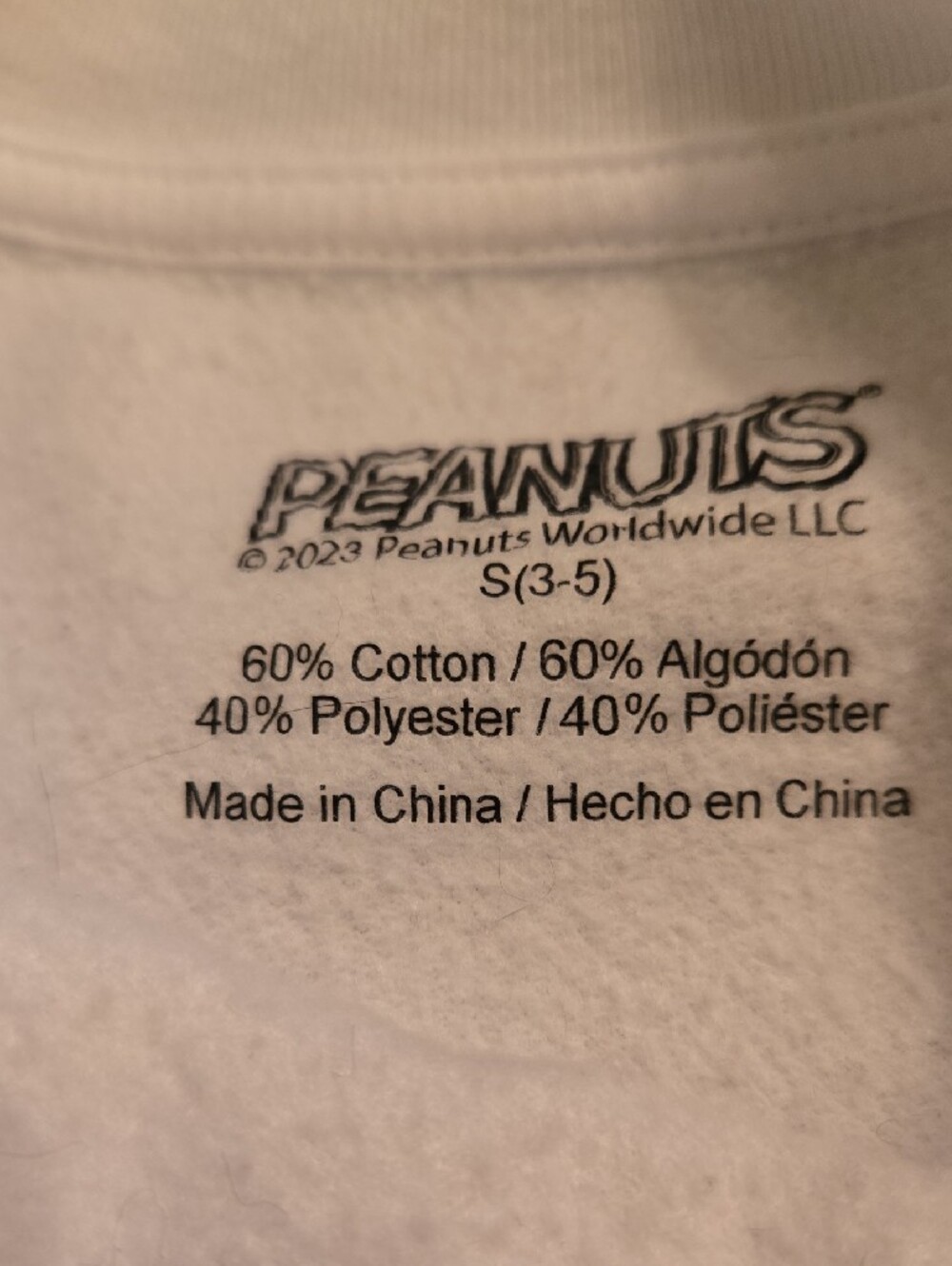 Peanuts White Sweatshirt with Black Snoopy Illustration - Picture 6 of 8